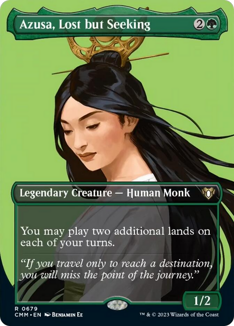 Azusa, Lost but Seeking (Borderless Profile) [Commander Masters] | Silver Goblin