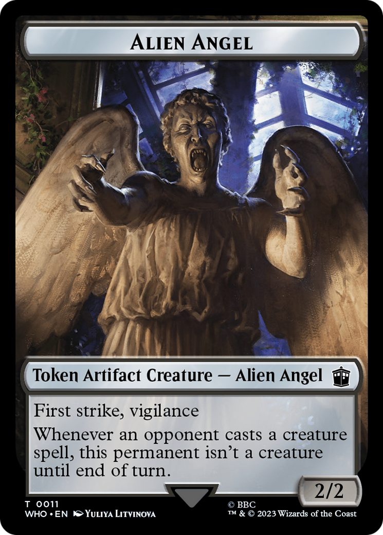 Alien Angel // Dinosaur Double-Sided Token [Doctor Who Tokens] | Silver Goblin