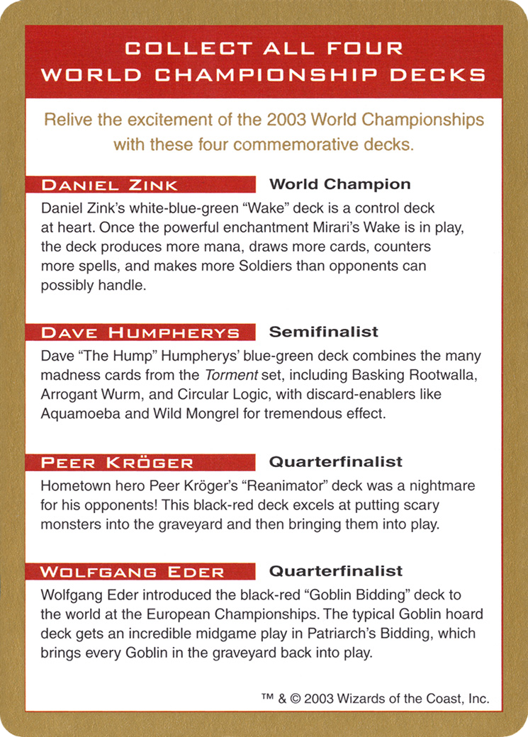 2003 World Championships Ad [World Championship Decks 2003] | Silver Goblin