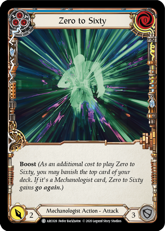 Zero to Sixty (Blue) Unlimited Edition Rainbow Foil (ARC028) - Arcane Rising | Silver Goblin