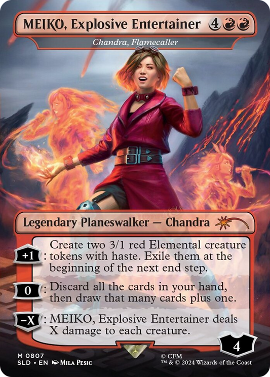 MEIKO, Explosive Entertainer - Chandra, Flamecaller (Rainbow Foil) [Secret Lair Drop Series]