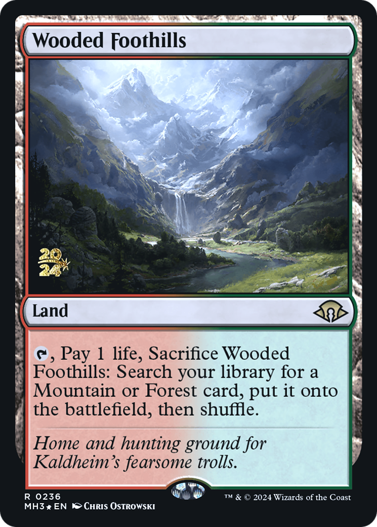 Wooded Foothills [Modern Horizons 3 Prerelease Promos] | Silver Goblin