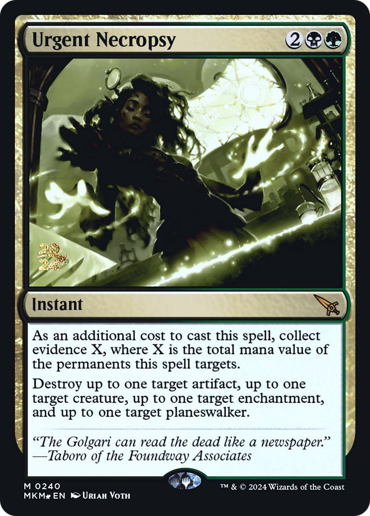 Urgent Necropsy [Murders at Karlov Manor Prerelease Promos] | Silver Goblin