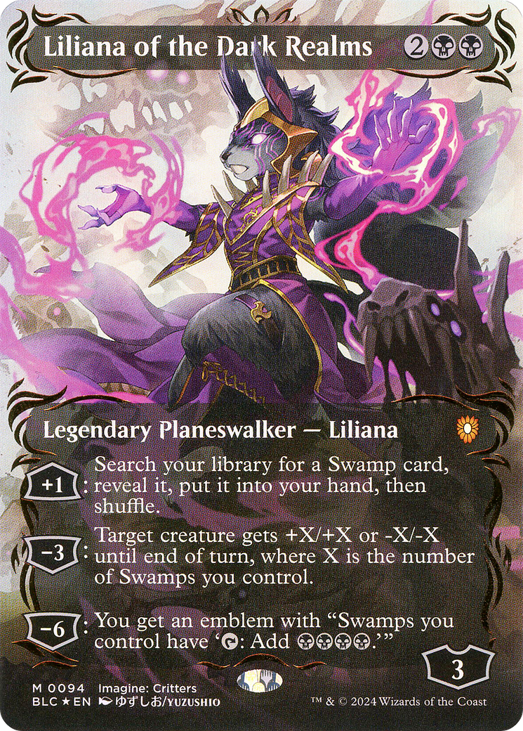 Liliana of the Dark Realms (Borderless) (Raised Foil) [Bloomburrow Commander] | Silver Goblin