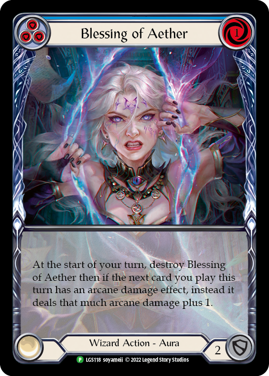 Blessing of Aether (Blue) [LGS118] (Promo)  Rainbow Foil | Silver Goblin