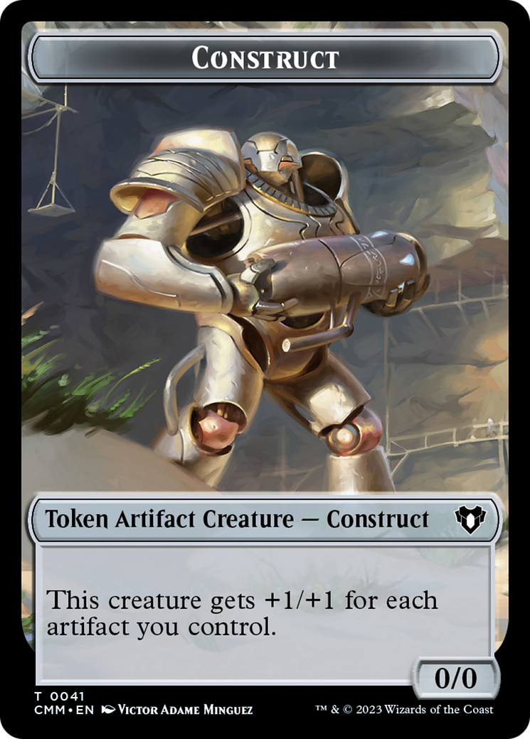 Spirit (0010) // Construct (0041) Double-Sided Token [Commander Masters Tokens] | Silver Goblin