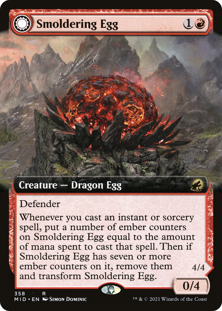 Smoldering Egg // Ashmouth Dragon (Extended Art) [Innistrad: Midnight Hunt] | Silver Goblin