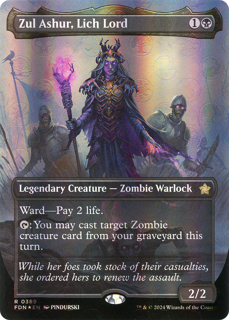 Zul Ashur, Lich Lord (Borderless) (Mana Foil) [Foundations] | Silver Goblin