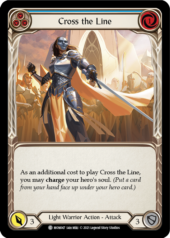 Cross the Line (Blue) [MON047-RF] (Monarch)  1st Edition Rainbow Foil | Silver Goblin