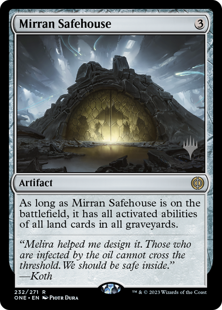 Mirran Safehouse (Promo Pack) [Phyrexia: All Will Be One Promos] | Silver Goblin