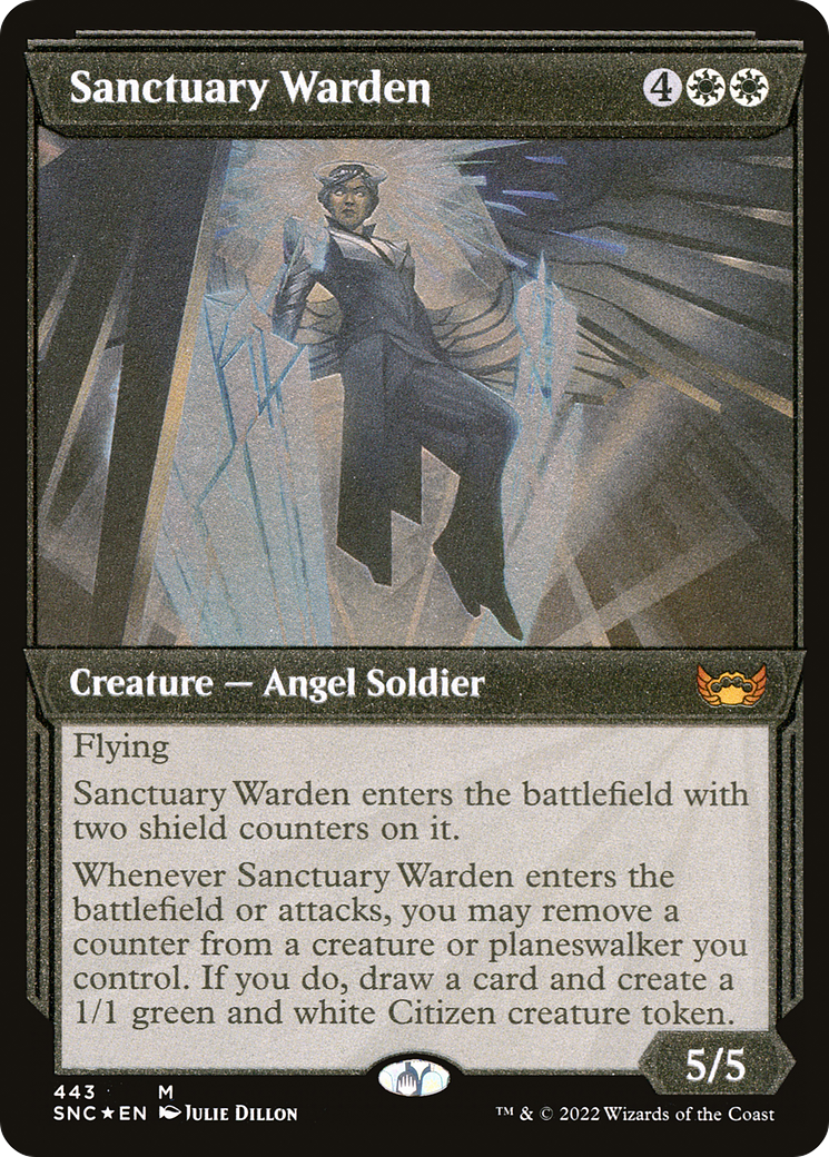 Sanctuary Warden (Showcase Art Deco Foil Etched) [Streets of New Capenna]
