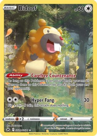 Bidoof (GG29) Holofoil - Crown Zenith