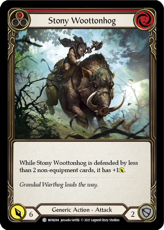 Stony Woottonhog (Red) [MON284-RF] (Monarch)  1st Edition Rainbow Foil | Silver Goblin