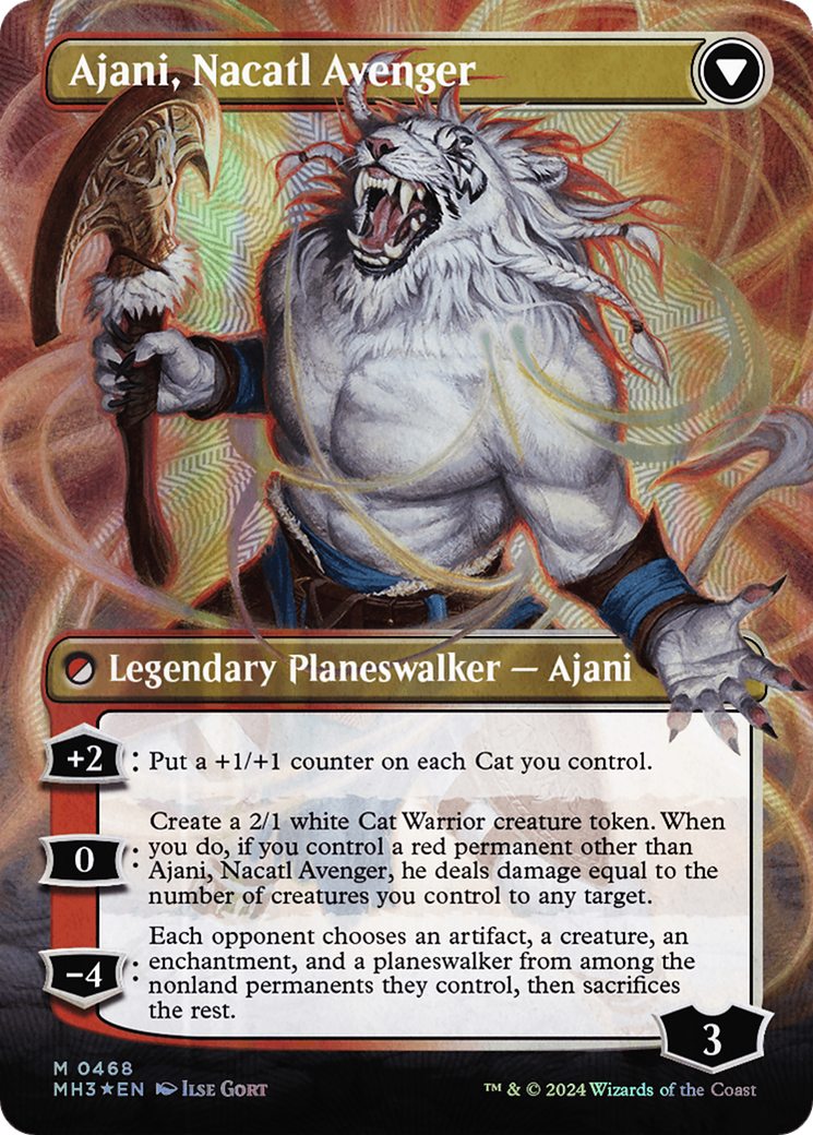 Ajani, Nacatl Pariah // Ajani, Nacatl Avenger (Borderless) (Textured Foil) [Modern Horizons 3] | Silver Goblin