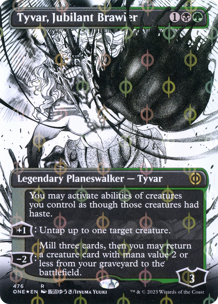 Tyvar, Jubilant Brawler (Borderless Manga Step-and-Compleat Foil) [Phyrexia: All Will Be One] | Silver Goblin