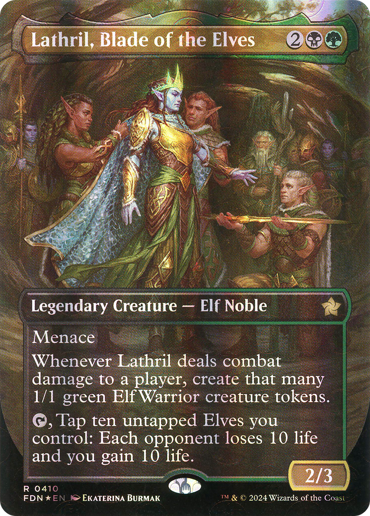 Lathril, Blade of the Elves (Borderless) (Mana Foil) [Foundations]