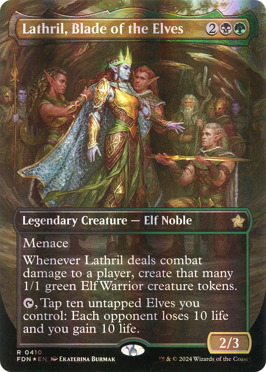 Lathril, Blade of the Elves (Borderless) (Mana Foil) [Foundations]