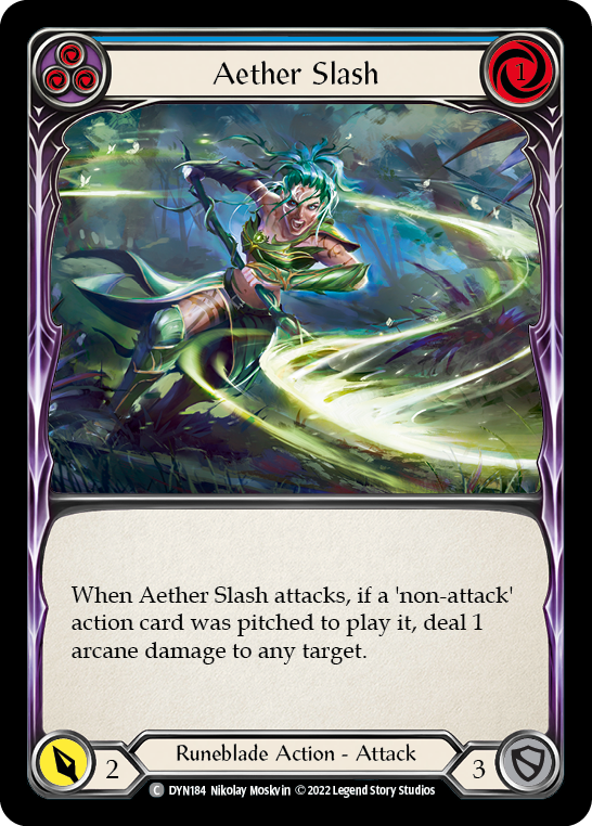 Aether Slash (Blue) [DYN184] (Dynasty)  Rainbow Foil | Silver Goblin