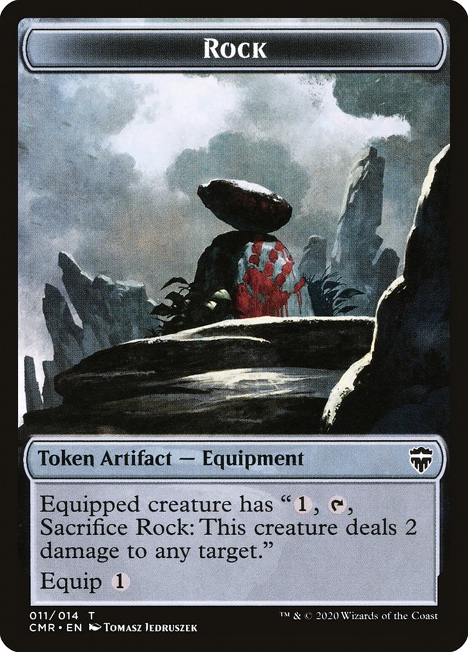 Golem // Rock Double-Sided Token [Commander Legends Tokens] | Silver Goblin