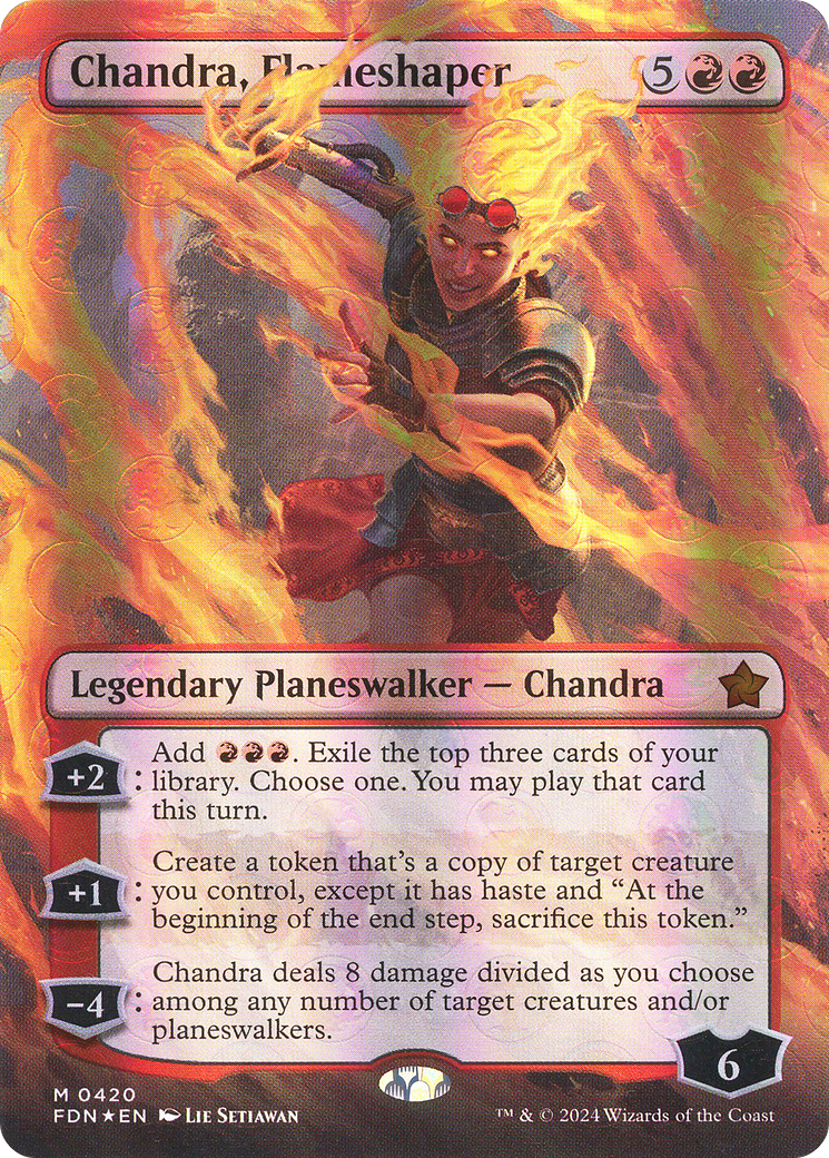 Chandra, Flameshaper (Borderless) (Mana Foil) [Foundations]