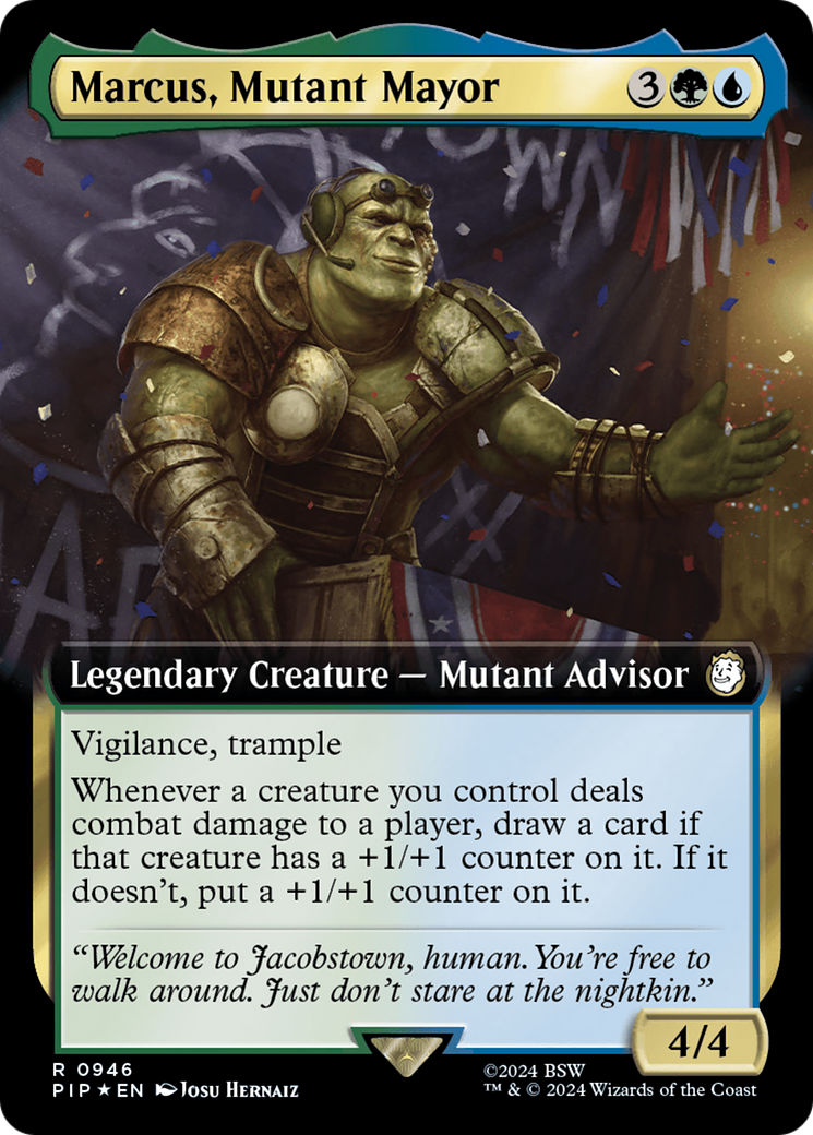 Marcus, Mutant Mayor (Extended Art) (Surge Foil) [Fallout] | Silver Goblin