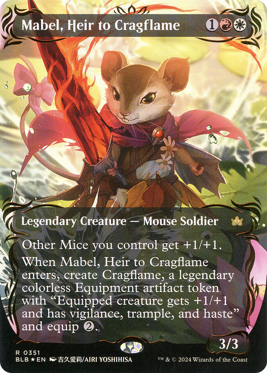 Mabel, Heir to Cragflame (Borderless) (Raised Foil) [Bloomburrow]