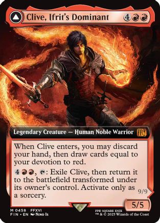 Clive, Ifrit's Dominant // Ifrit, Warden of Inferno (Extended Art) (458) Foil - FINAL FANTASY