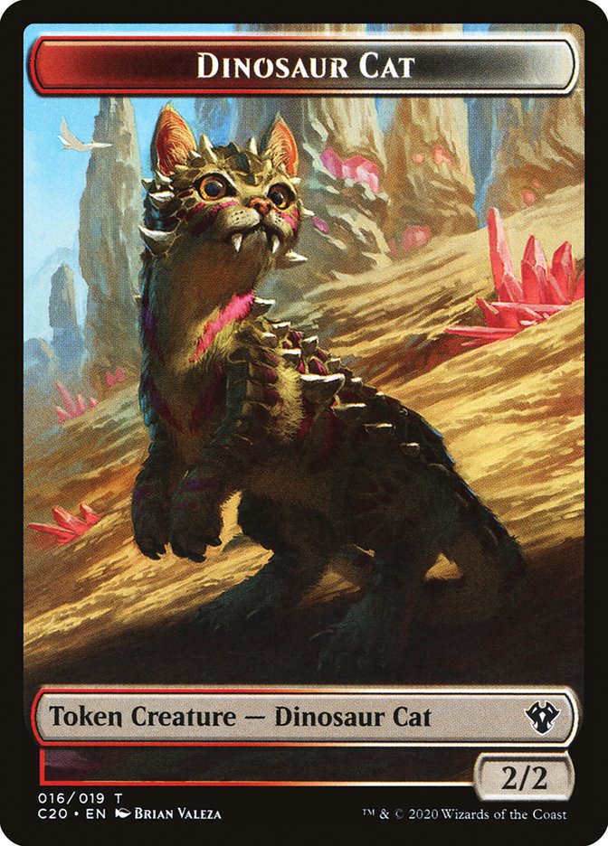 Bird // Dinosaur Cat Double-Sided Token [Commander 2020 Tokens] | Silver Goblin