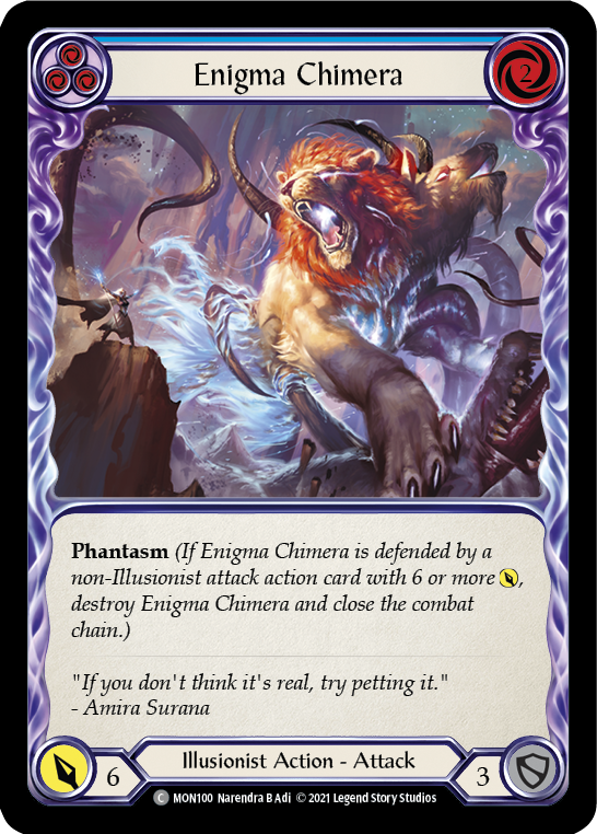 Enigma Chimera (Blue) [MON100-RF] (Monarch)  1st Edition Rainbow Foil | Silver Goblin