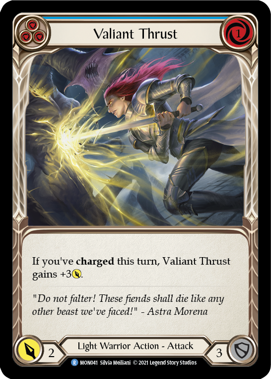 Valiant Thrust (Blue) [MON041] (Monarch)  1st Edition Normal | Silver Goblin