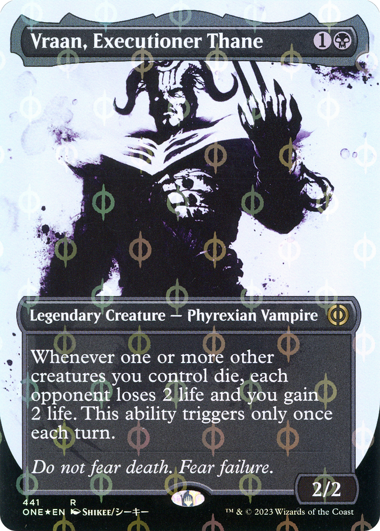 Vraan, Executioner Thane (Borderless Ichor Step-and-Compleat Foil) [Phyrexia: All Will Be One] | Silver Goblin