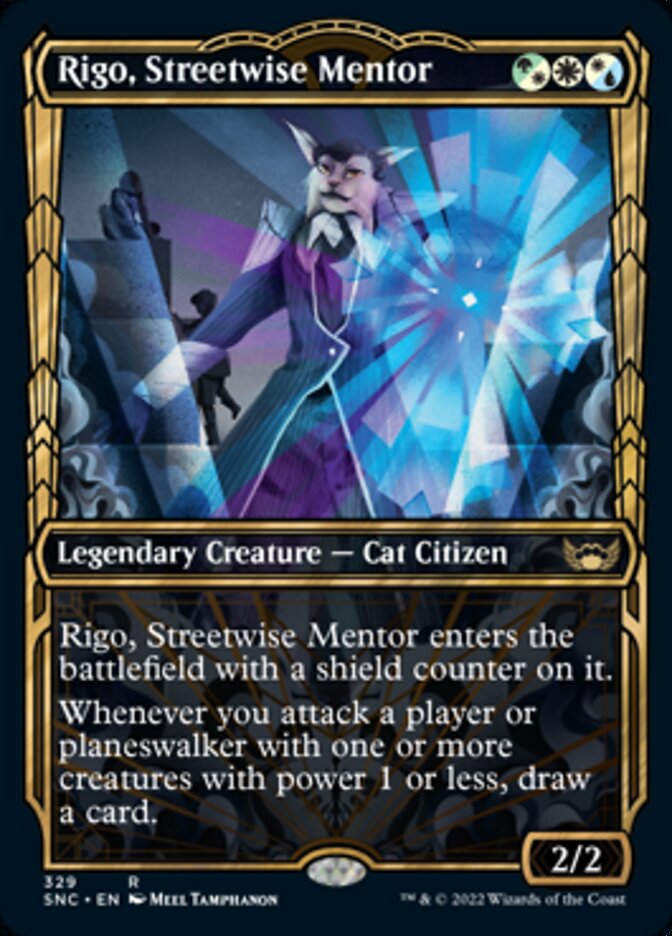 Rigo, Streetwise Mentor (Showcase Golden Age) [Streets of New Capenna] | Silver Goblin