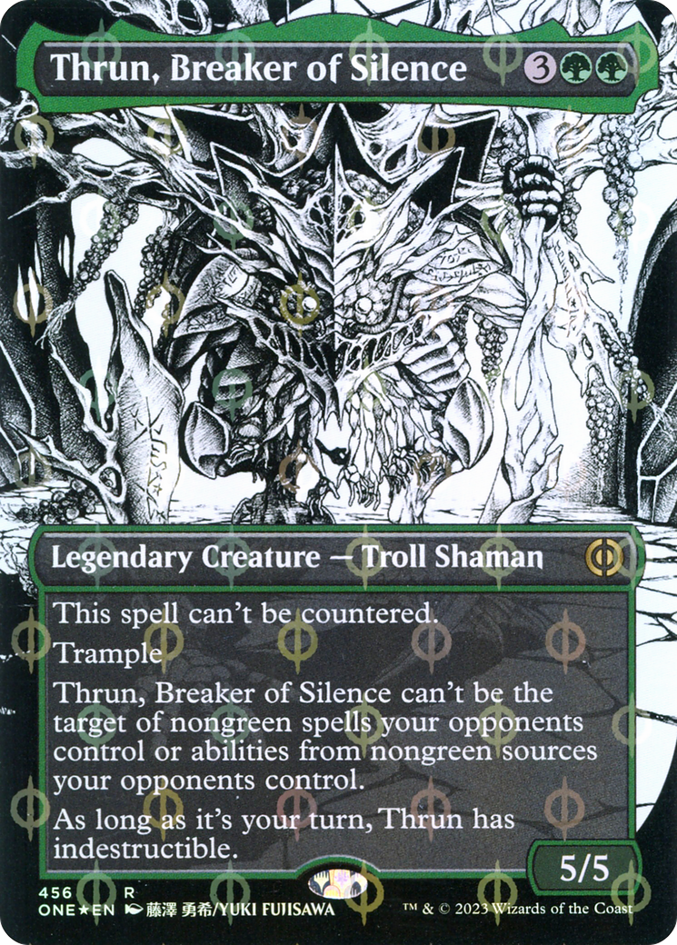 Thrun, Breaker of Silence (Borderless Manga Step-and-Compleat Foil) [Phyrexia: All Will Be One]