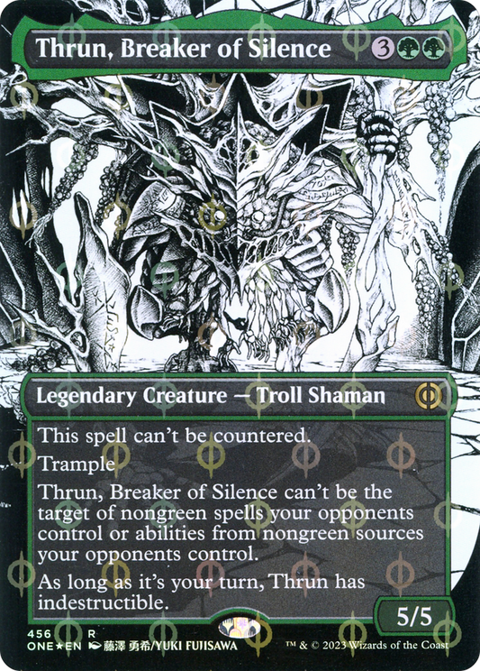 Thrun, Breaker of Silence (Borderless Manga Step-and-Compleat Foil) [Phyrexia: All Will Be One]