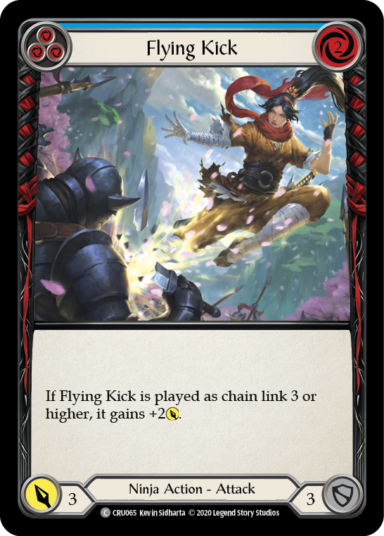 Flying Kick (Blue) [CRU065] (Crucible of War)  1st Edition Rainbow Foil | Silver Goblin