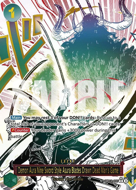 Demon Aura Nine Sword Style Asura Blades Drawn Dead Man's Game (Alternate Art) (OP12-037) Foil