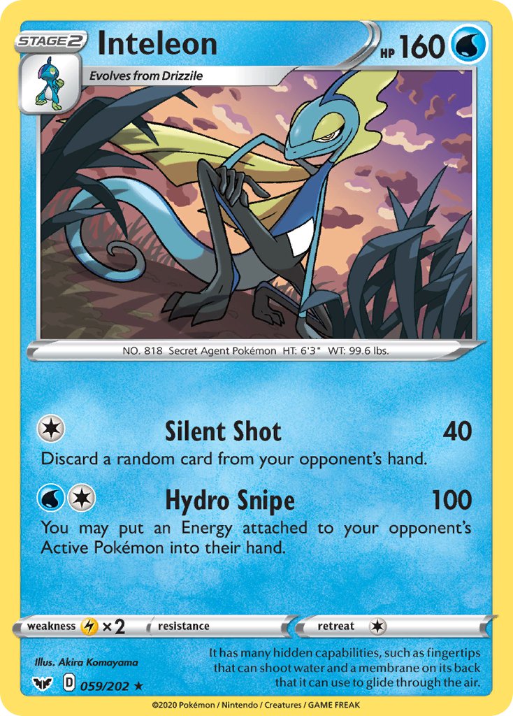 Inteleon (059/202) (Cracked Ice Holo) (Theme Deck Exclusive) [Sword & Shield: Base Set] | Silver Goblin