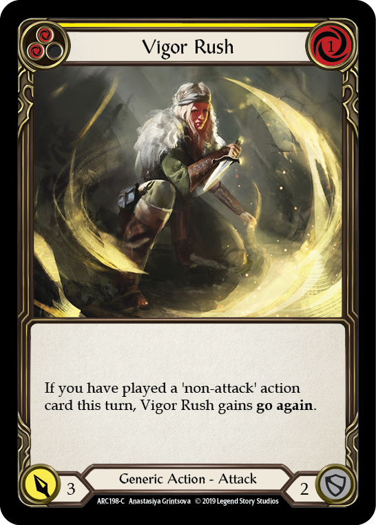 Vigor Rush (Yellow) [ARC198-C] (Arcane Rising)  1st Edition Rainbow Foil | Silver Goblin