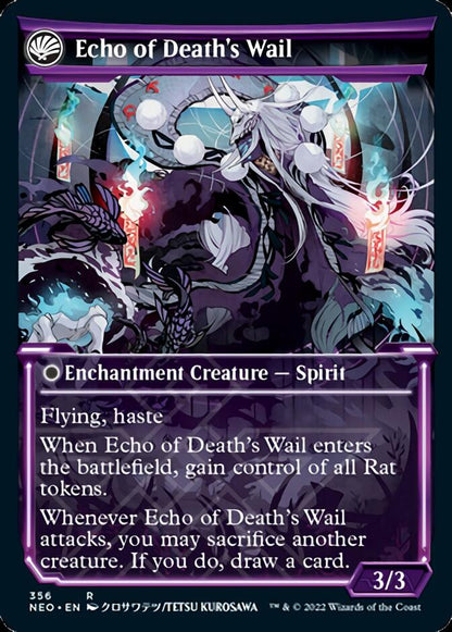 Tribute to Horobi // Echo of Death's Wail (Showcase Soft Glow) [Kamigawa: Neon Dynasty] Foil