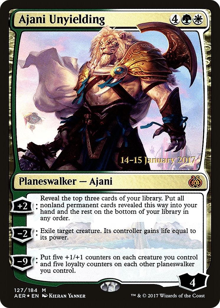 Ajani Unyielding [Aether Revolt Prerelease Promos] | Silver Goblin