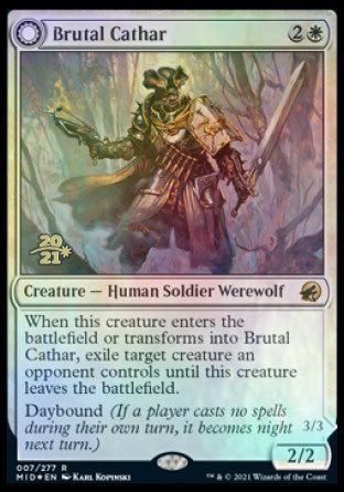 Brutal Cathar // Moonrage Brute [Innistrad: Midnight Hunt Prerelease Promos] | Silver Goblin