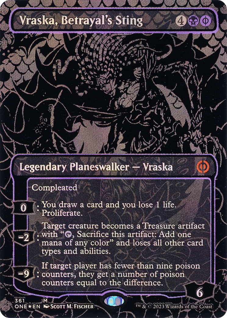 Vraska, Betrayal's Sting (Oil Slick Raised Foil) [Phyrexia: All Will Be One] | Silver Goblin