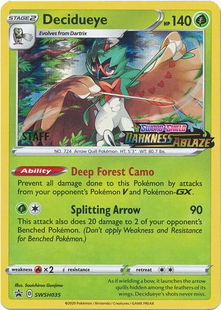 Decidueye (SWSH035) (Staff Prerelease Promo) [Sword & Shield: Black Star Promos] | Silver Goblin