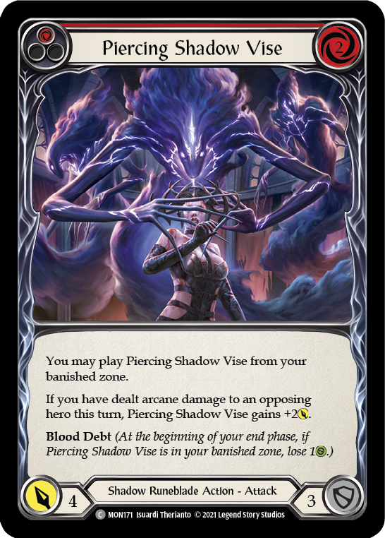 Piercing Shadow Vise (Red) [MON171-RF] (Monarch)  1st Edition Rainbow Foil | Silver Goblin