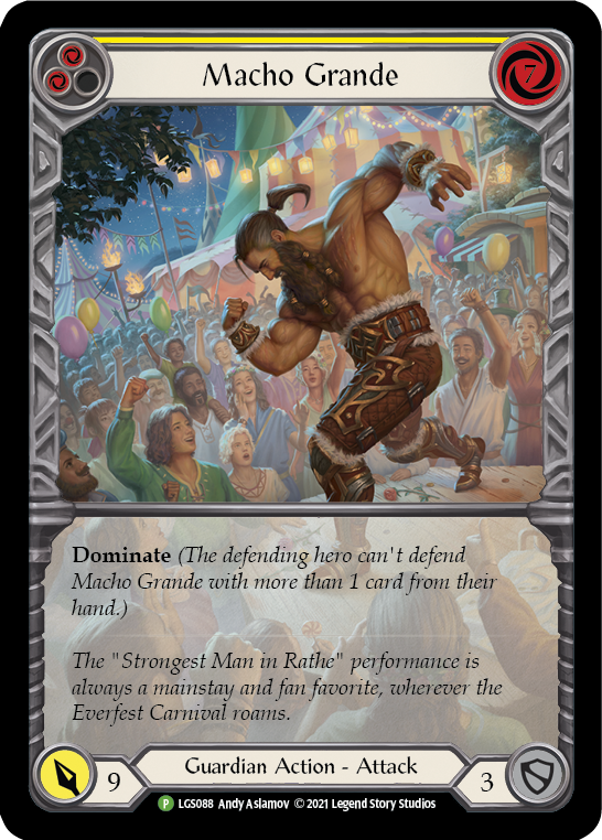 Macho Grande (Yellow) - LGS088 Rainbow Foil (LGS088) - Flesh and Blood: Promo Cards | Silver Goblin