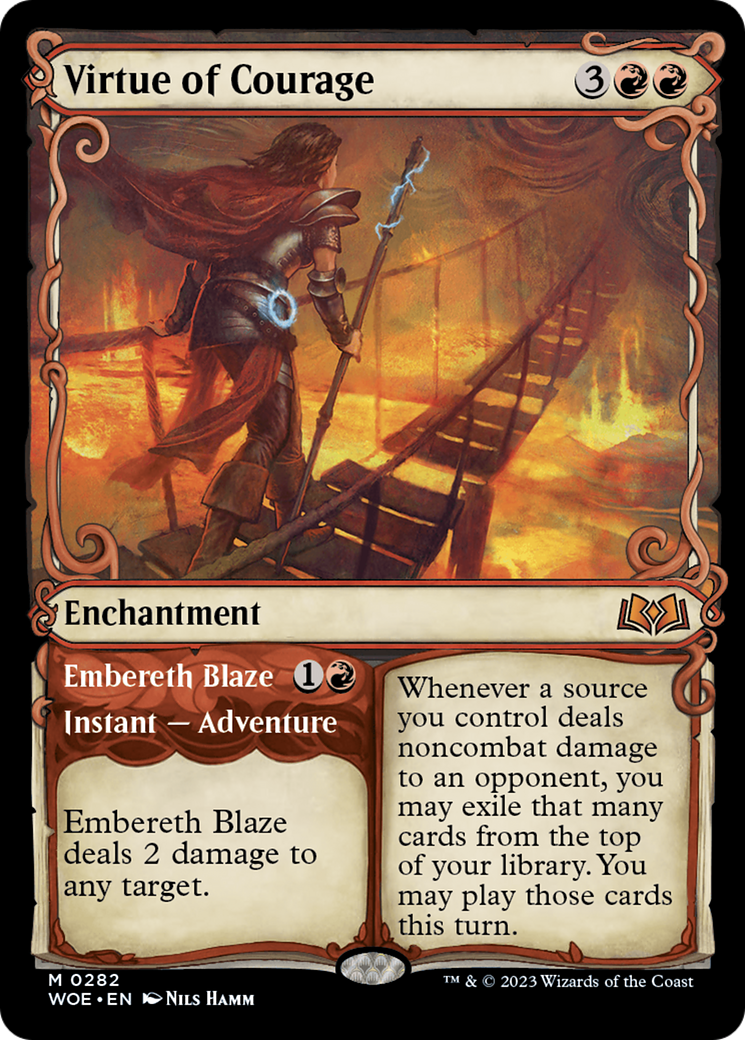 Virtue of Courage // Embereth Blaze (Showcase) [Wilds of Eldraine] Foil