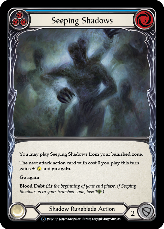 Seeping Shadows (Blue) [U-MON167-RF] (Monarch Unlimited)  Unlimited Rainbow Foil | Silver Goblin