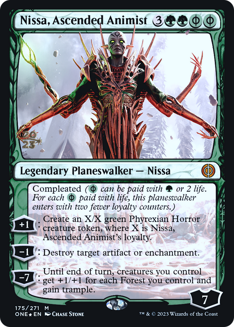 Nissa, Ascended Animist [Phyrexia: All Will Be One Prerelease Promos] | Silver Goblin