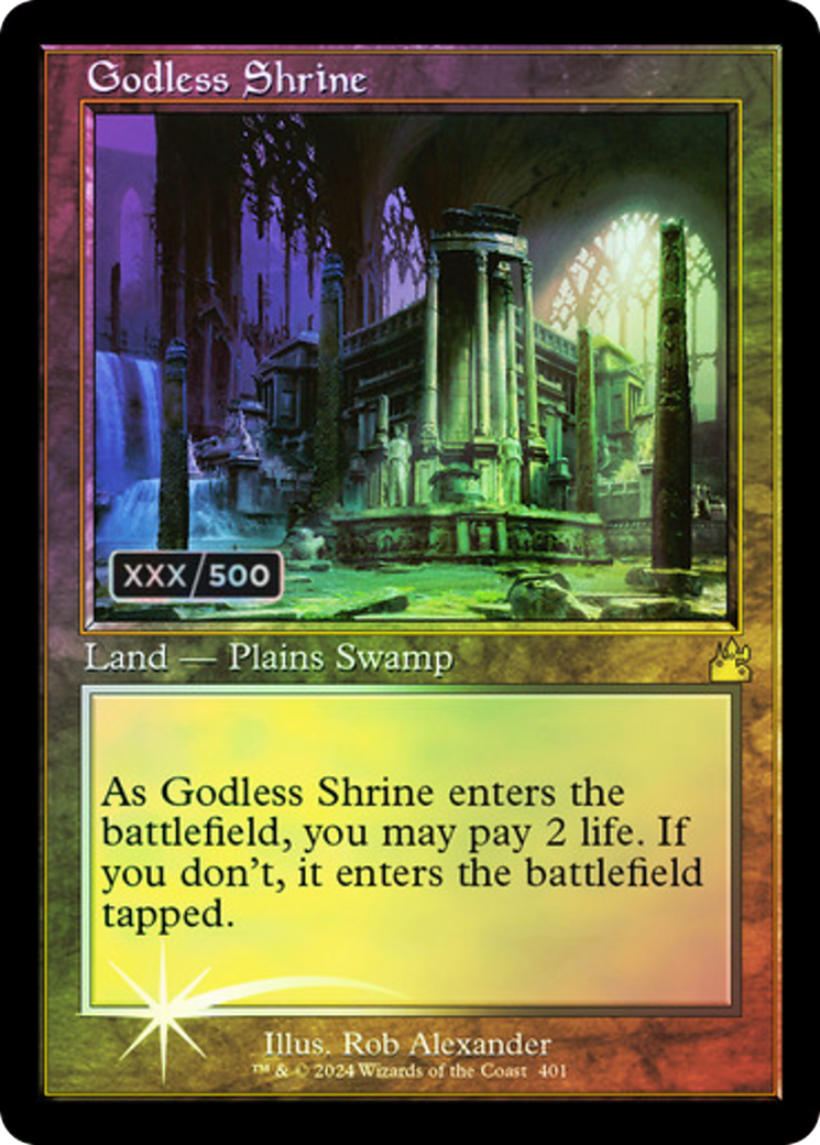 Godless Shrine (Retro) (Serialized) [Ravnica Remastered] | Silver Goblin