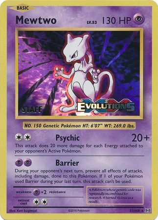 Mewtwo (51/108) (XY Evolutions Staff Prerelease) [XY: Black Star Promos] | Silver Goblin